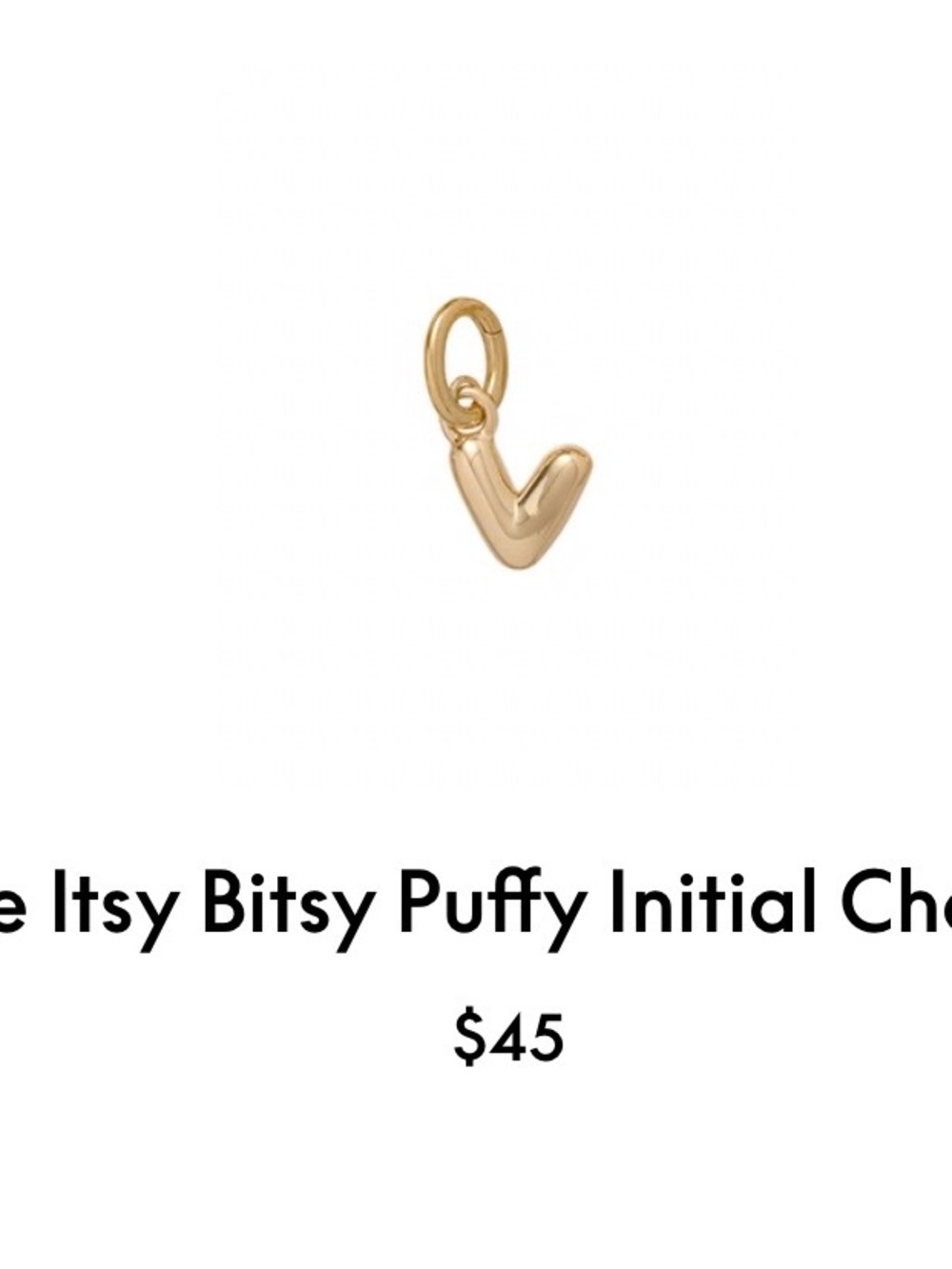 Roxanne Assoulin The Itsy Bitsy Puffy Initial Charm “v”firm price